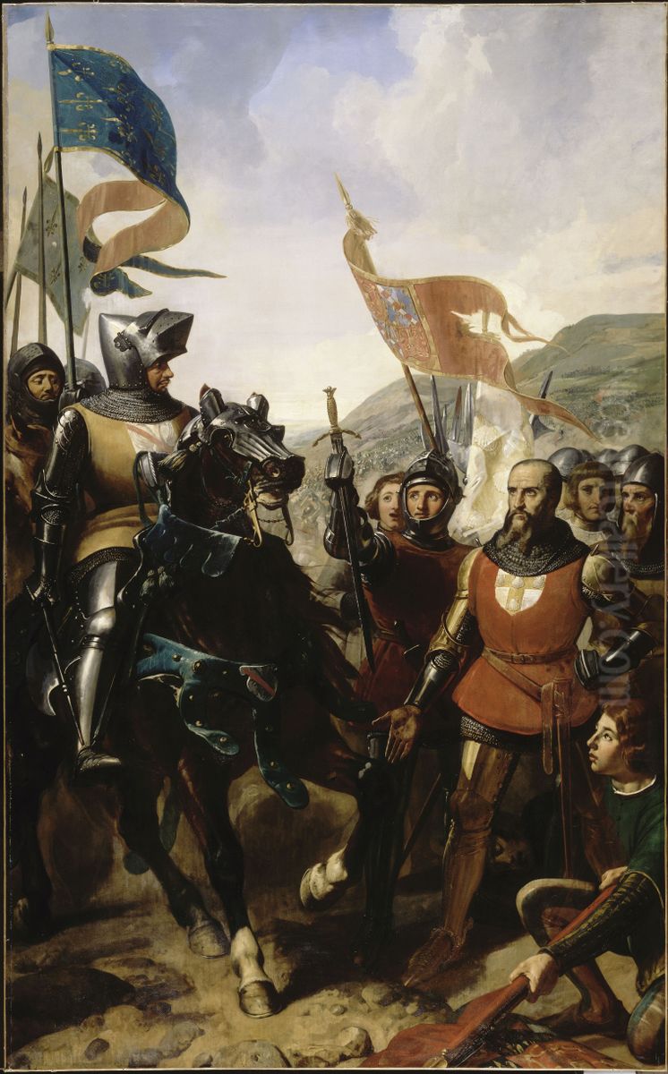 Bataille de Cocherel, 16 mai 1364 Oil Painting by Charles-Philippe Lariviere