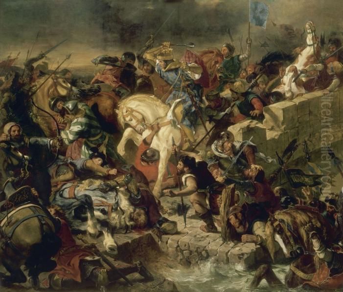 The Battle of Taillebourg, 21st July 1242 Oil Painting by Eugene Delacroix