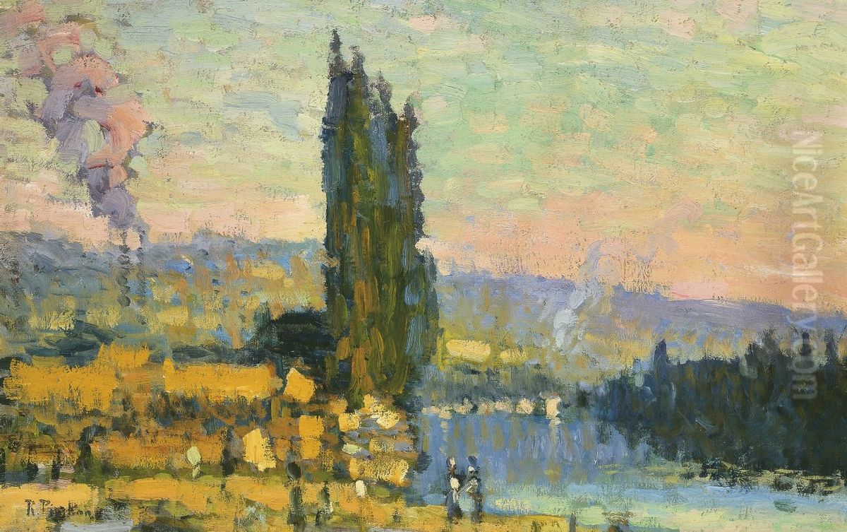 Poplars, shore of Eauplet Oil Painting by Robert Antoine Pinchon