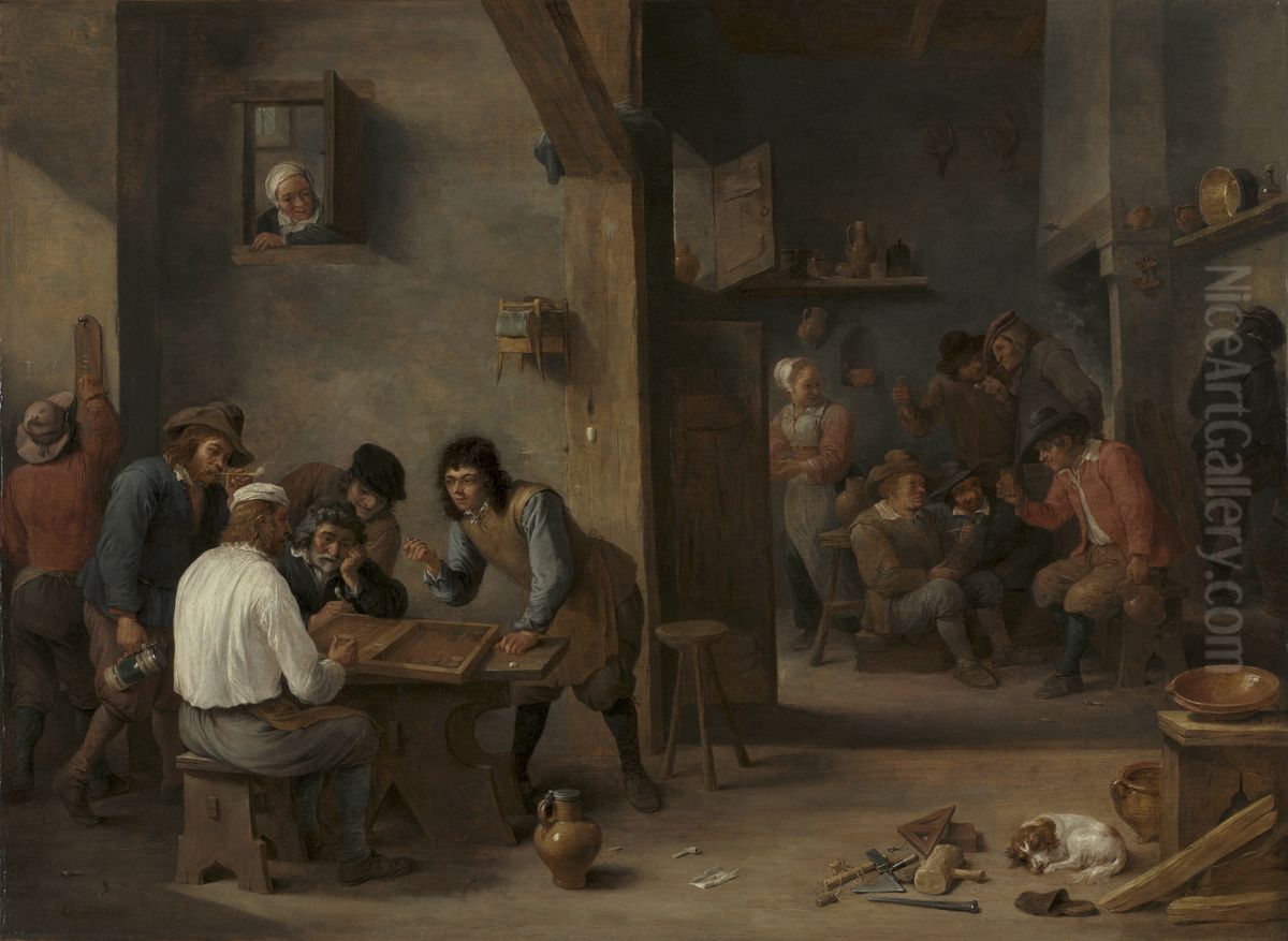 Game of Backgammon Oil Painting by David Teniers the Younger