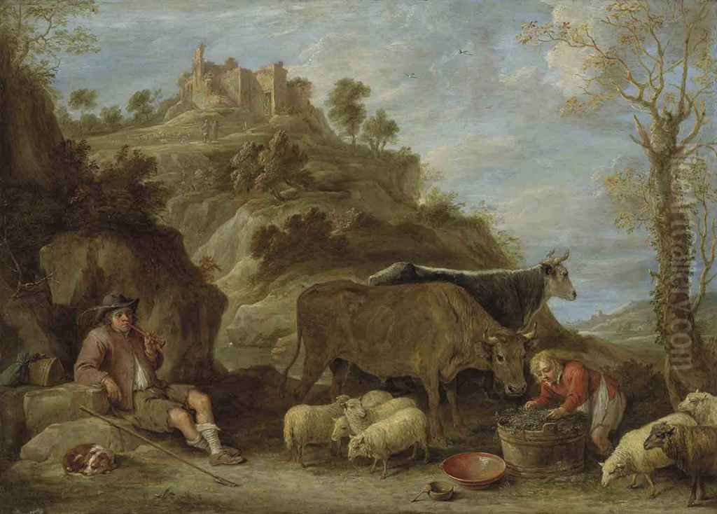 Pastoral Landscape Oil Painting by David Teniers the Younger