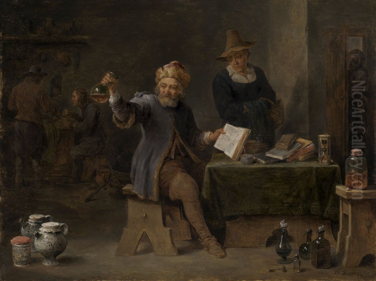 Village Doctor Oil Painting by David Teniers the Younger