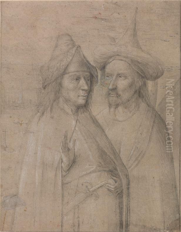 Two Orientals in a landscape Oil Painting by Hieronymous Bosch