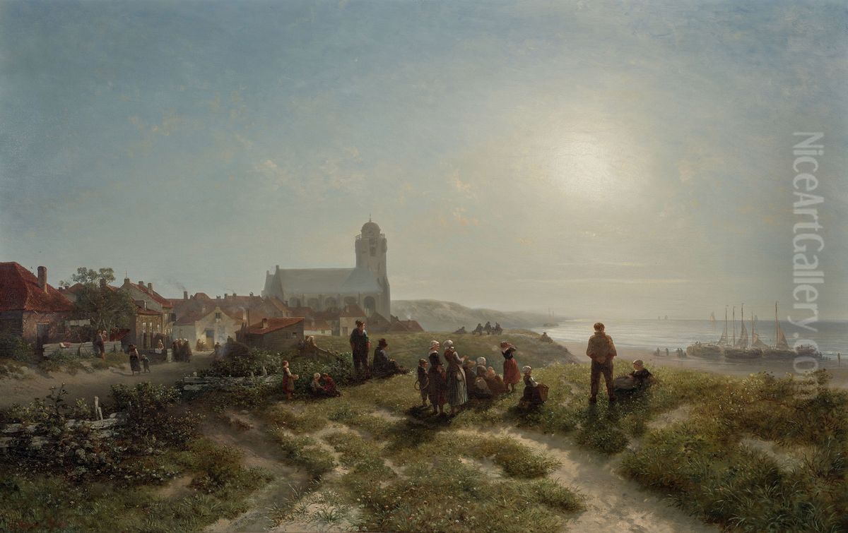 Afternoon in Katwijk aan Zee Oil Painting by Solomon Leonard Verveer