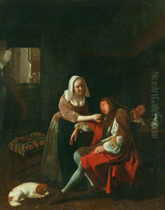 Le Cavalier endormi Oil Painting by Jacob Ochtervelt
