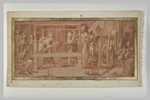 Penelope et ses suivantes tissant