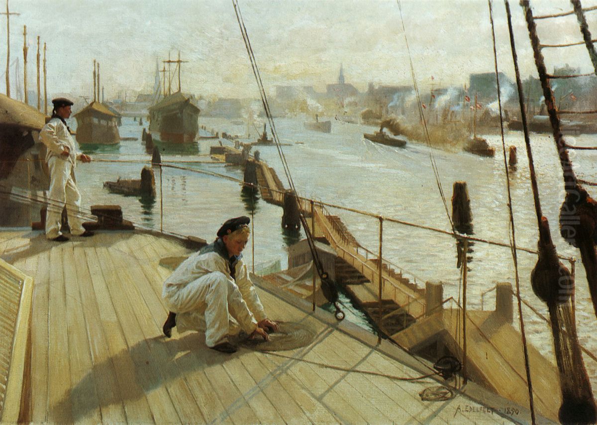 Fran Kopenhamns redd II. Oil Painting by Albert Edelfelt