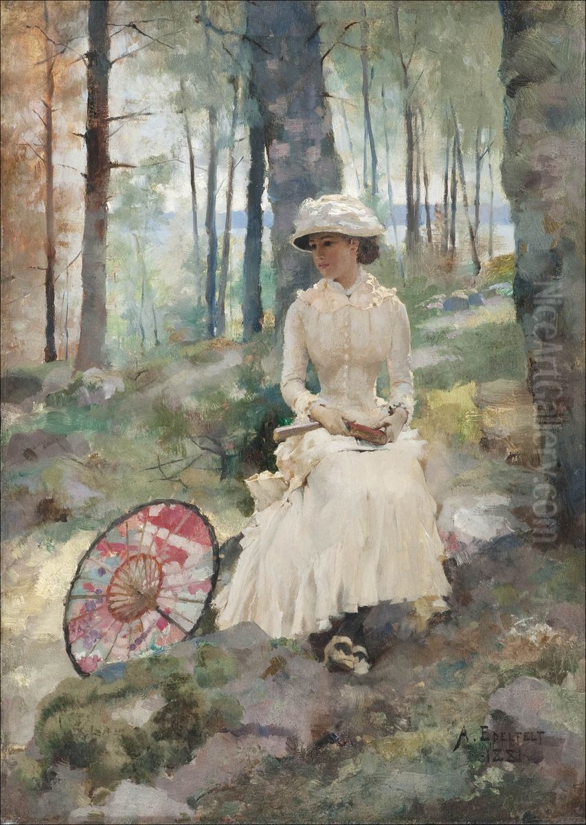 Under the birches Oil Painting by Albert Edelfelt