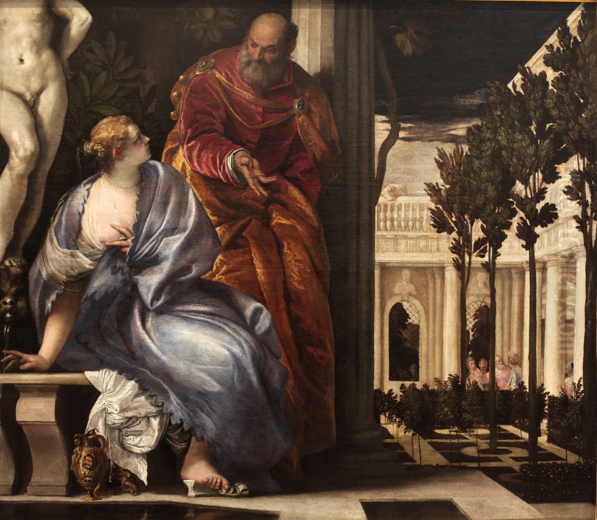 Bathsheba at Bath Oil Painting by Paolo Veronese (Caliari)