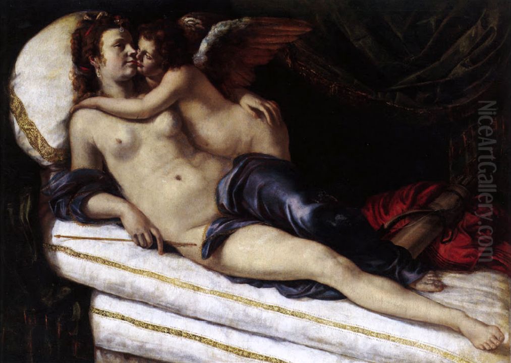 Venere e Cupido Oil Painting by Artemisia Gentileschi