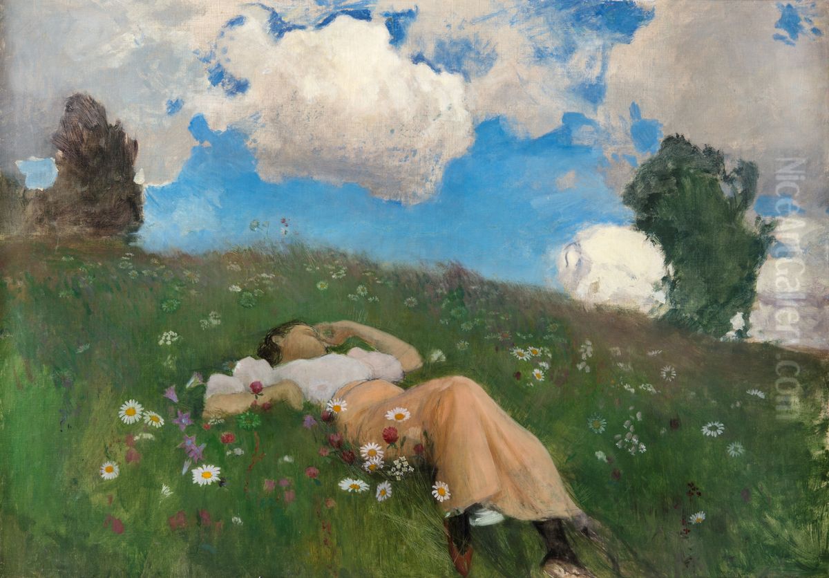 Saimi kedolla Oil Painting by Eero Jarnefelt