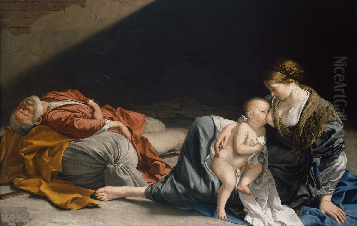 Rest on the Flight into Egypt Oil Painting by Orazio Gentileschi