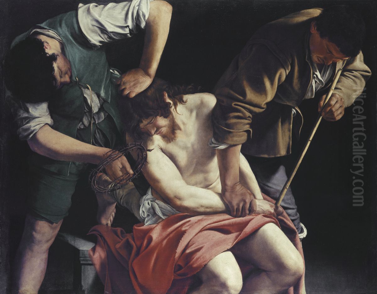 Christ being crowned with thorns Oil Painting by Orazio Gentileschi