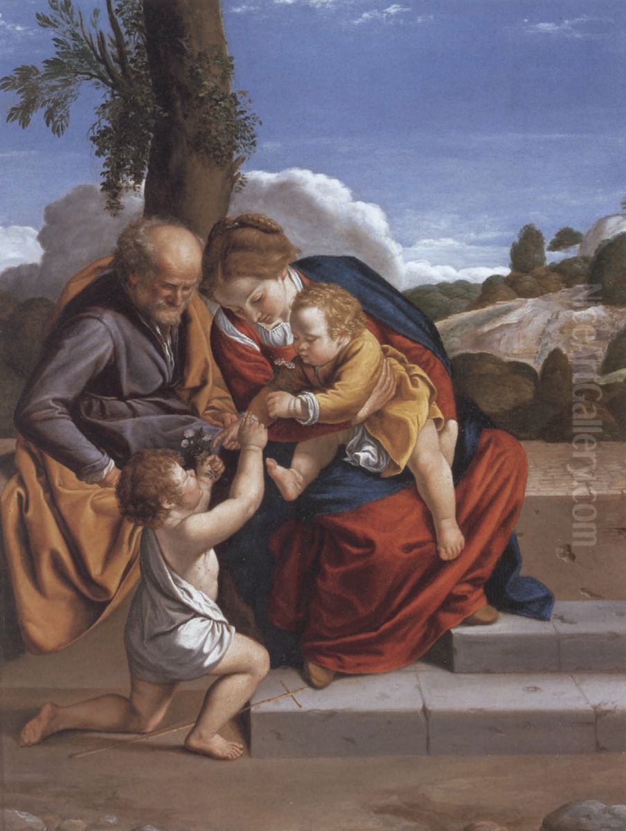 The Holy Family with the Infant Saint John the Baptist Oil Painting by Orazio Gentileschi
