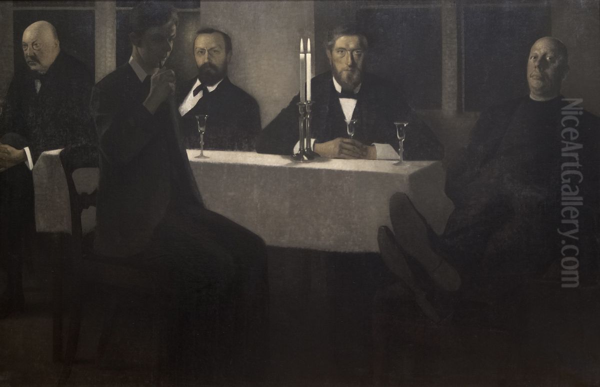 Five portraits Oil Painting by Vilhelm Hammershoi