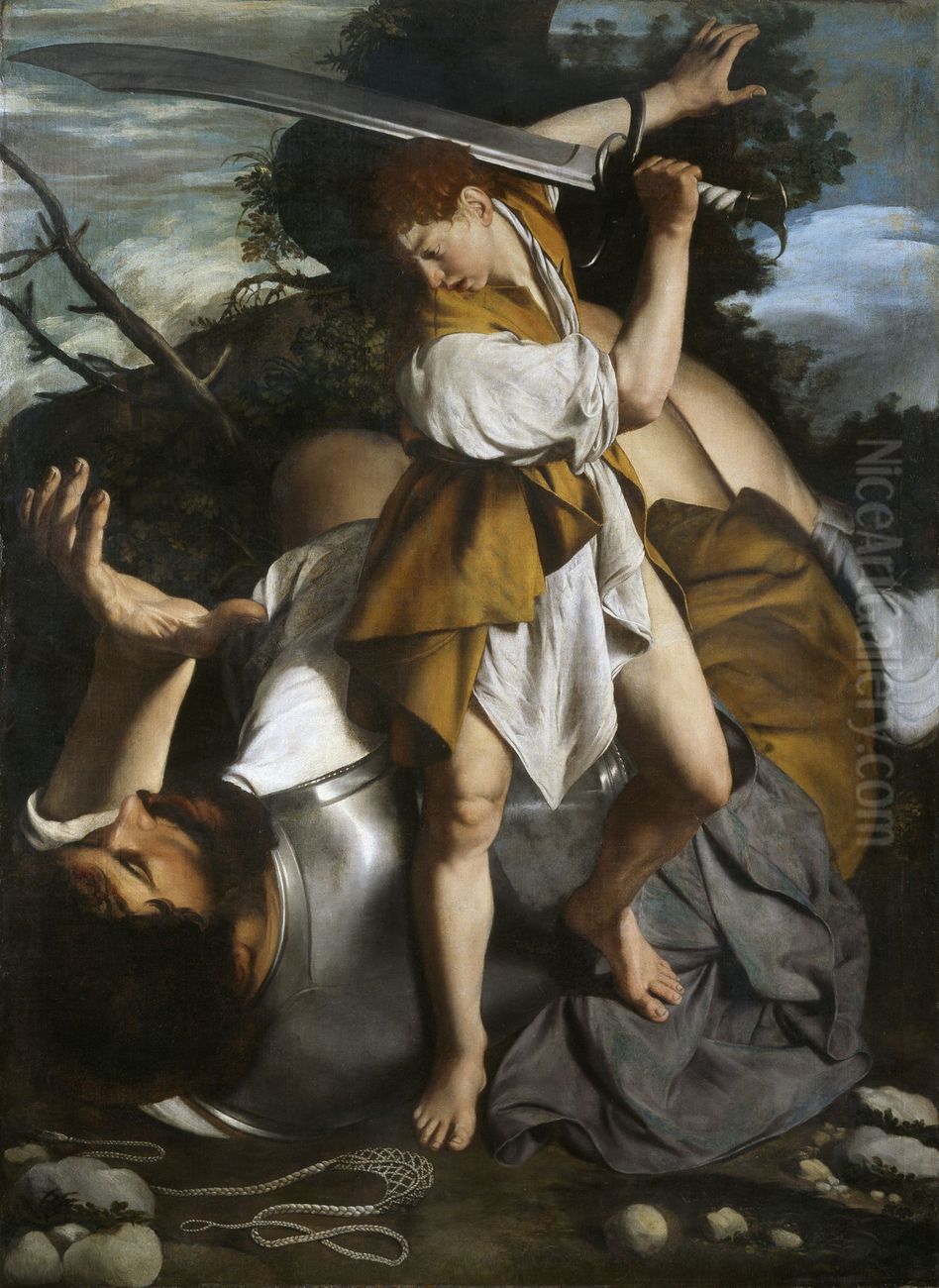 David and Goliath Oil Painting by Orazio Gentileschi