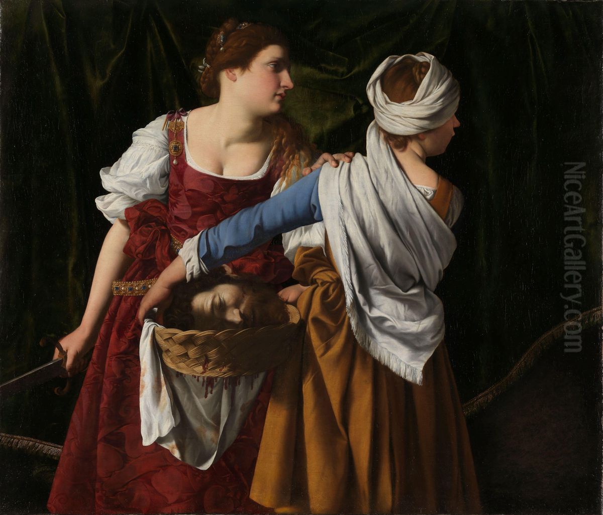 Judith og tjenestekvinnen med Holofernes' hode Oil Painting by Orazio Gentileschi