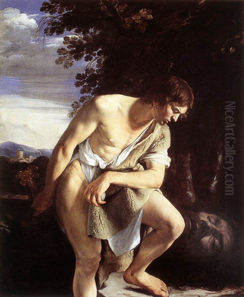 David Contemplating the Head of Goliath Oil Painting by Orazio Gentileschi