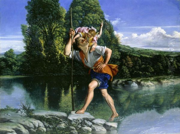 Landschaft mit dem Heiligen Christophorus Oil Painting by Orazio Gentileschi