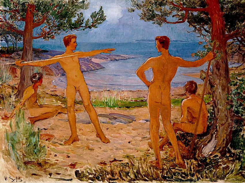 Jawelin Thrower Oil Painting by Venny Soldan-Brofeldt