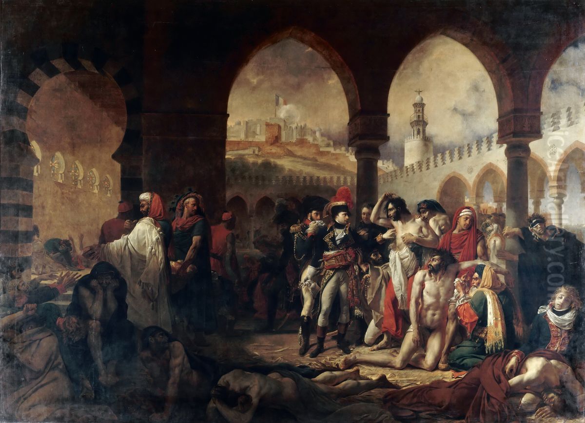 Bonaparte Visiting the Pesthouse in Jaffa Oil Painting by Antoine-Jean Gros