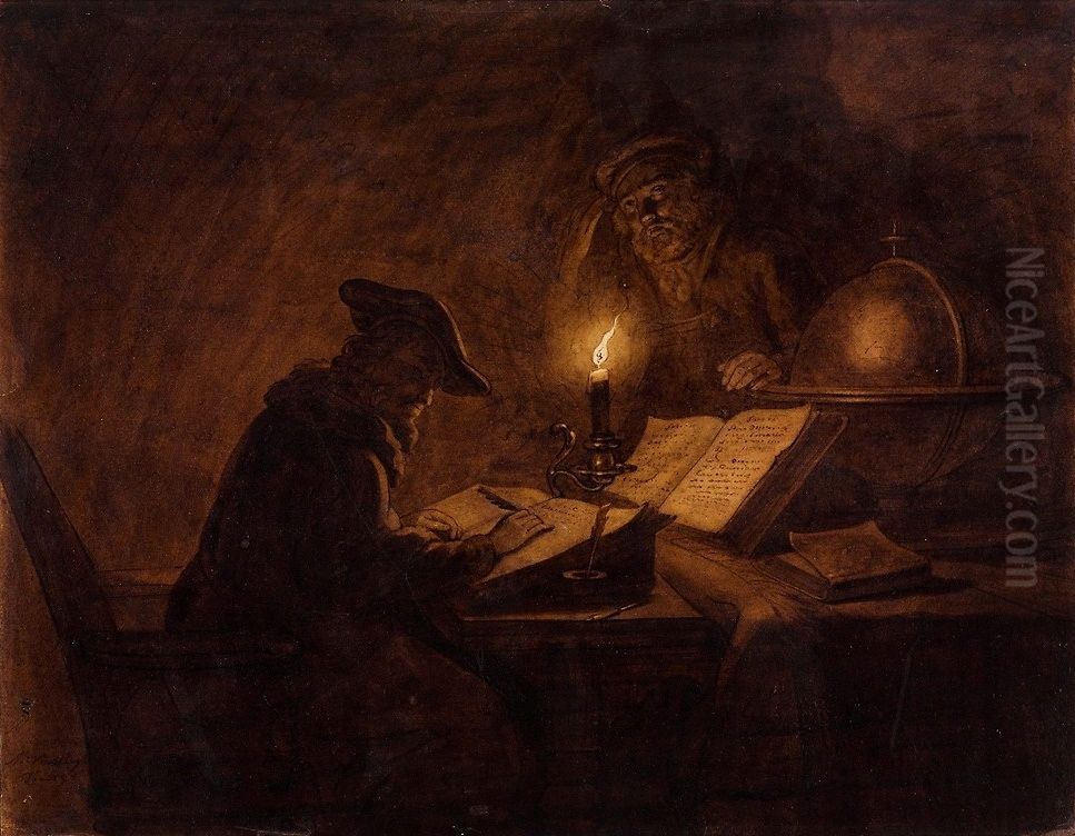 Scholars in the studio. Oil Painting by Michiel Versteegh