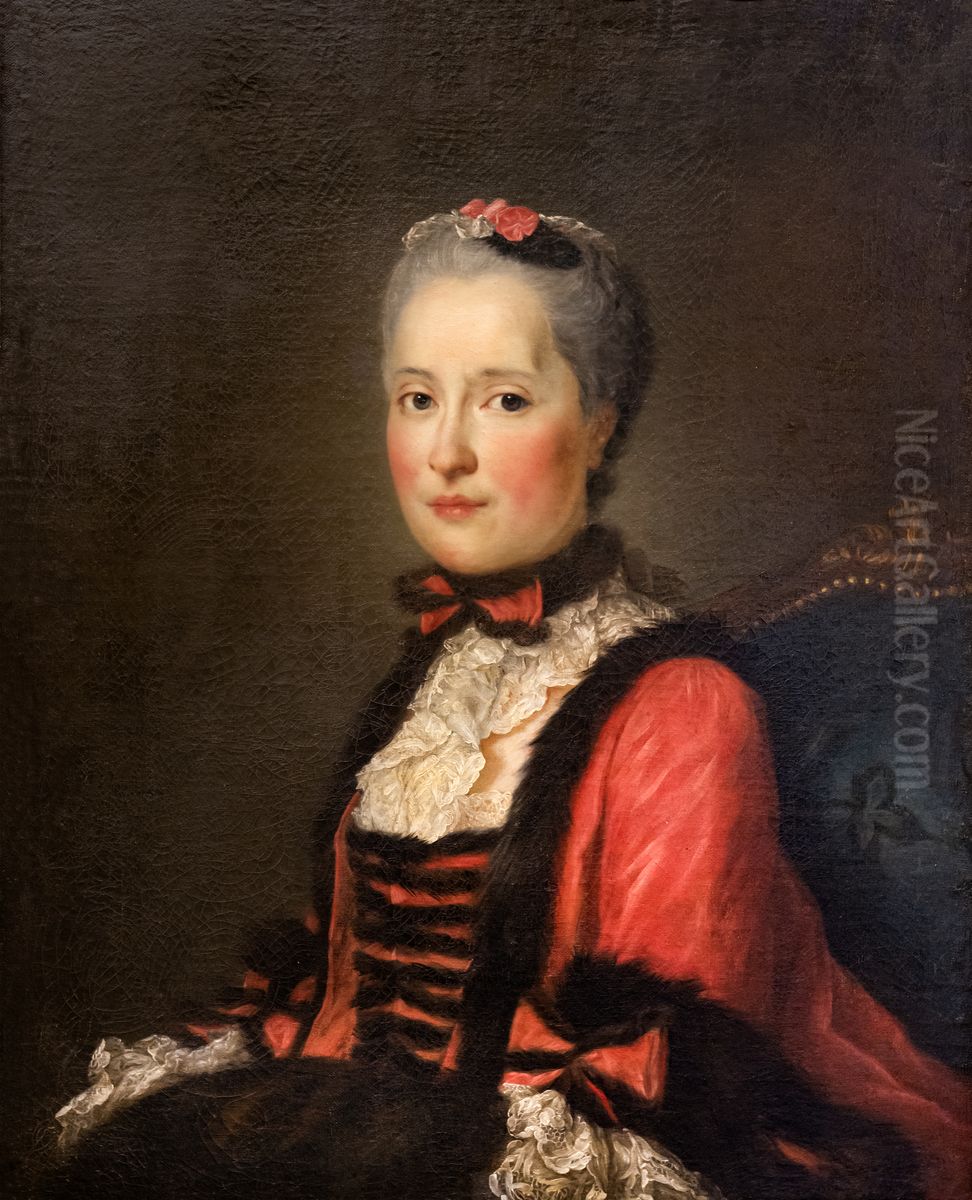 Portrait of Marie-Josephe of Saxony, Dauphine of FranceFrancais:Portrait de Marie-Josephe de Saxe, dauphine de FranceItaliano:Ritratto di Marie-Josephe di Sassonia, Delfina di Francia Oil Painting by Jean-Marc Nattier
