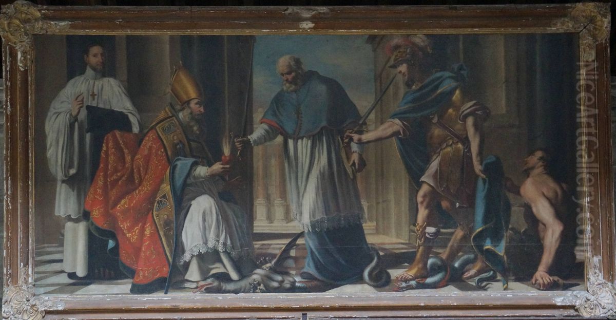 Saint Augustin terrassant l'heresie Oil Painting by Jacques de Letin