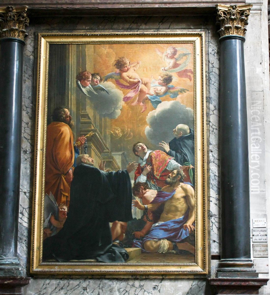 Saint Merri delivering prisoners Oil Painting by Simon Vouet