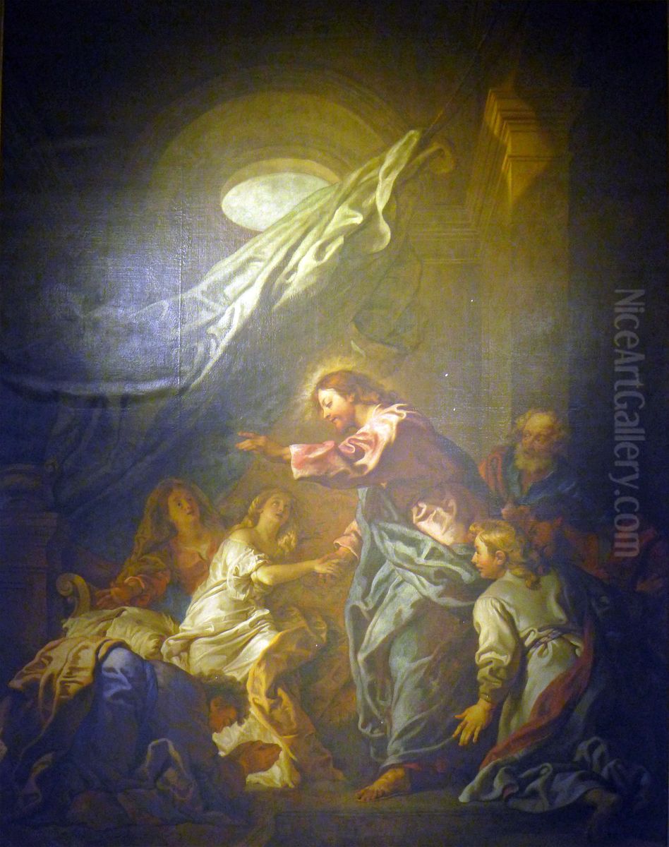 La Resurrection de la fille de Jaire Oil Painting by Charles de La Fosse