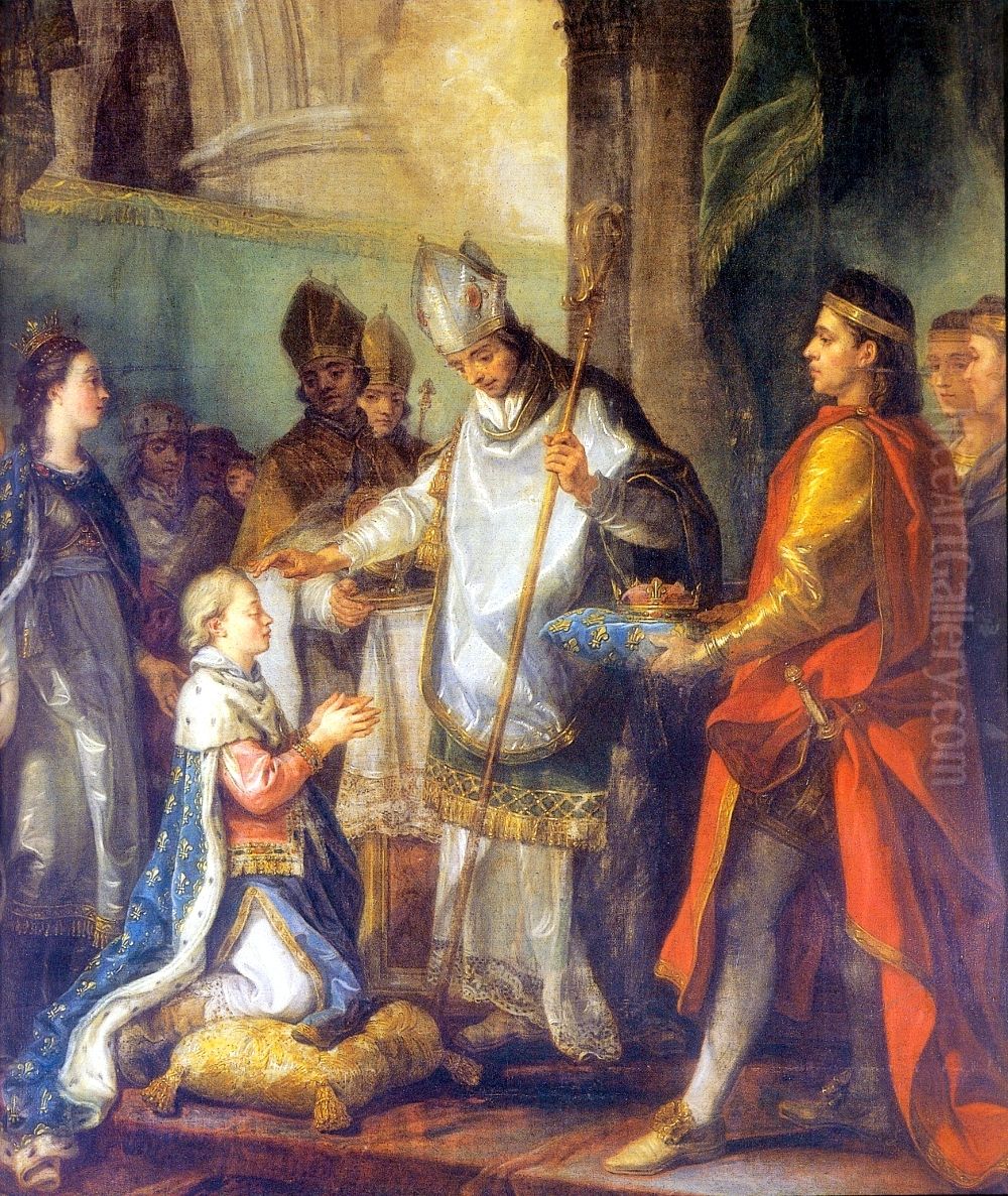 Le Sacre de Saint Louis Oil Painting by Charles-Amedee-Philippe van Loo