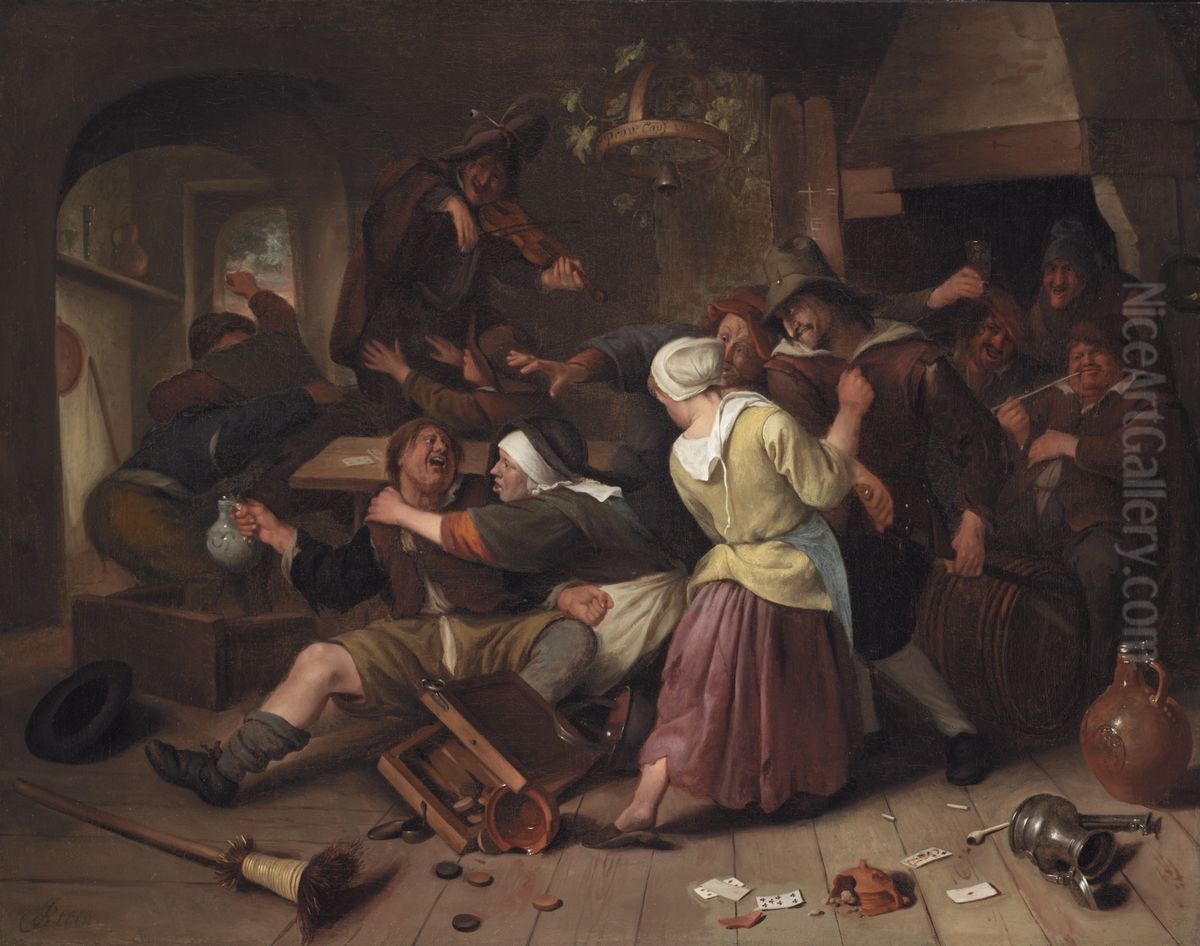 Gamblers Quarreling Oil Painting by Jan Steen