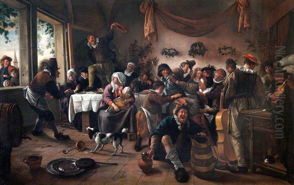 A Wedding Party Oil Painting by Jan Steen