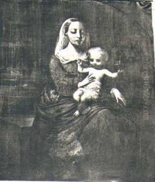 Madonna and Child Oil Painting by Adolphe Joseph Thomas Monticelli
