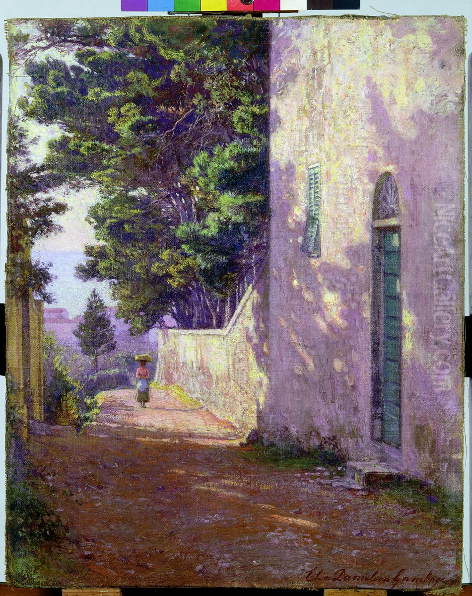 Antignanon laheisyydessa Oil Painting by Elin Danielson-Gambogi
