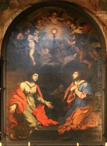 Saint Barbara and Saint Marguerite adoring the Blessed Sacrament