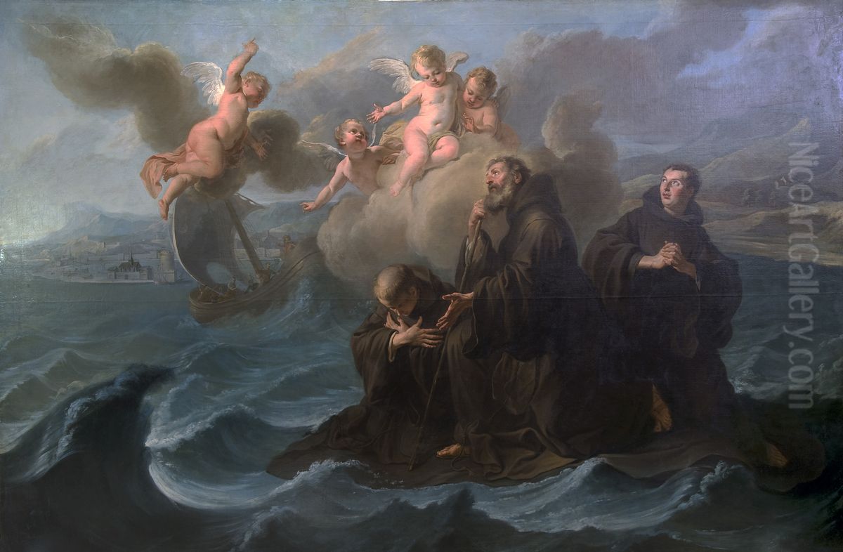 Saint Francois de Paule marchant sur les eaux Oil Painting by Noel-Nicolas Coypel