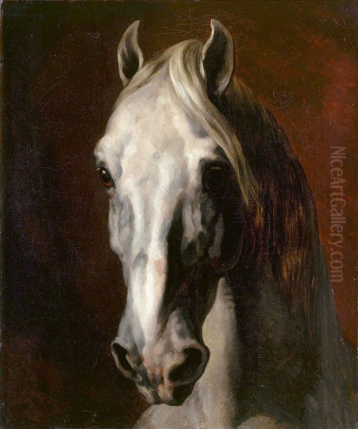 Head of a grey horse Oil Painting by Theodore Gericault