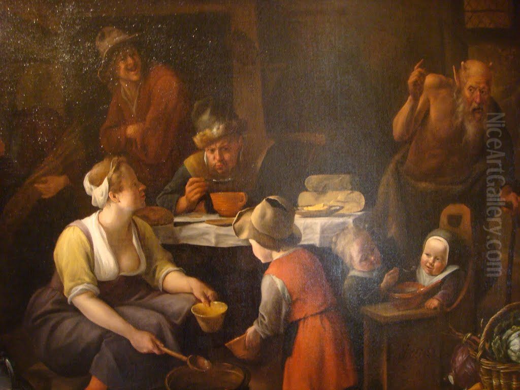 The Satyr and the Peasant Oil Painting by Jan Steen
