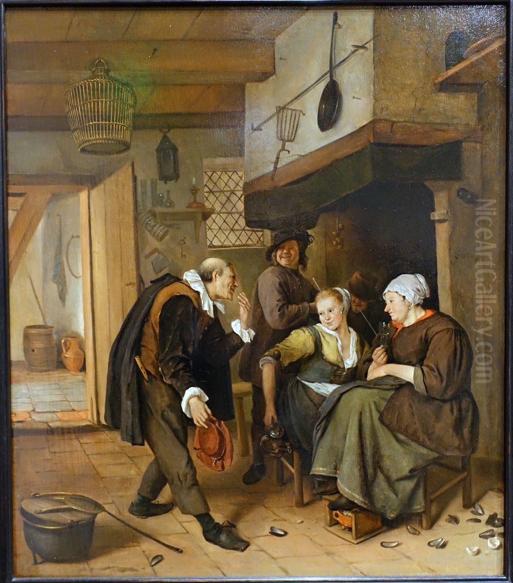 The Gallant Oil Painting by Jan Steen