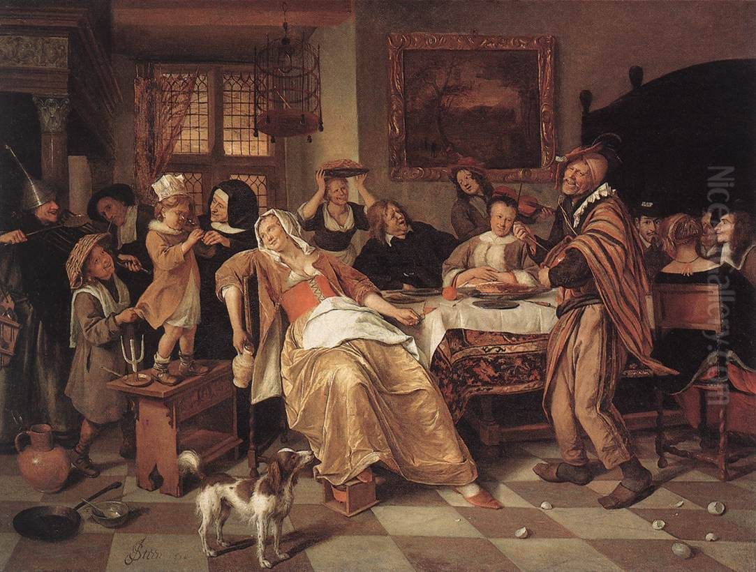 The Bean Feast Oil Painting by Jan Steen