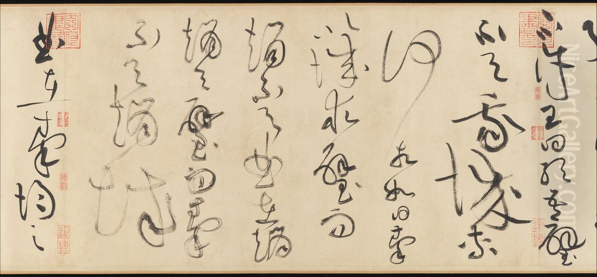 bei song huang ting jian cao shu lian po lin xiang ru chuan juan Oil Painting by Huang Tingjian
