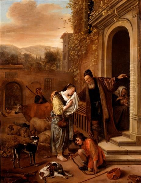 Die Verstossung der Hagar Oil Painting by Jan Steen