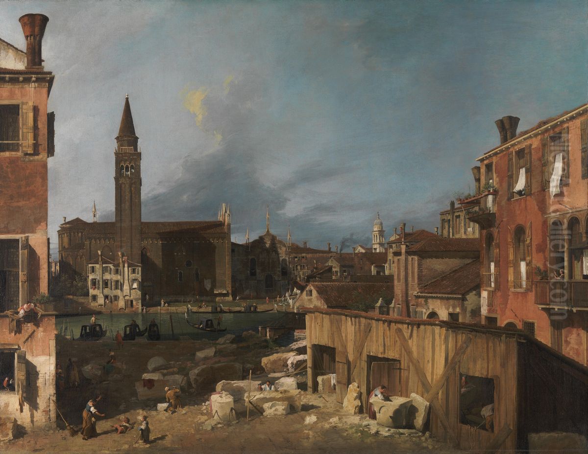 Campo Santa Vidal and Santa Maria Della Carita) Oil Painting by Canaletto
