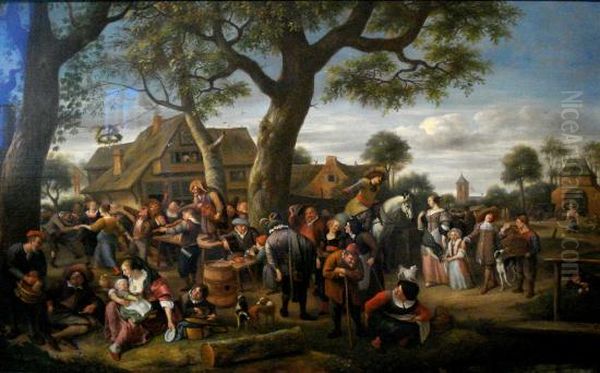 Peasants merrymaking outside an inn Oil Painting by Jan Steen