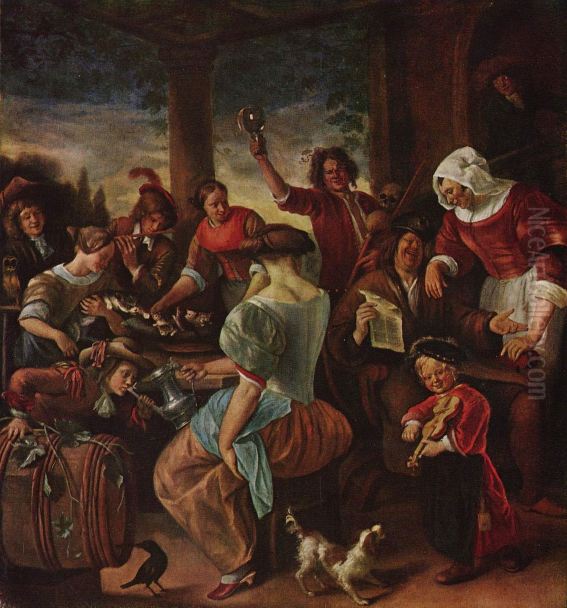 Katzenfamilie Oil Painting by Jan Steen
