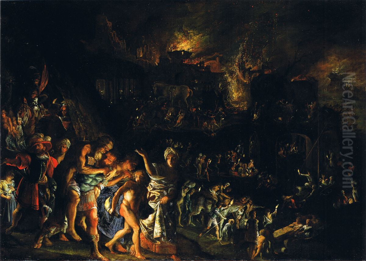 Der Brand von Troja Oil Painting by Adam Elsheimer