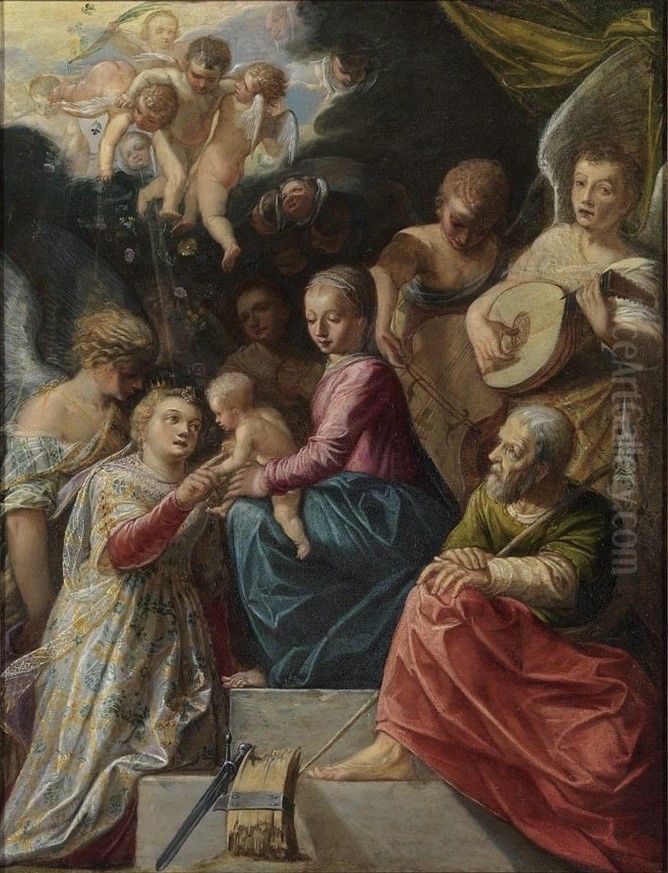 The Mystic Marriage of St. Catherine Oil Painting by Adam Elsheimer
