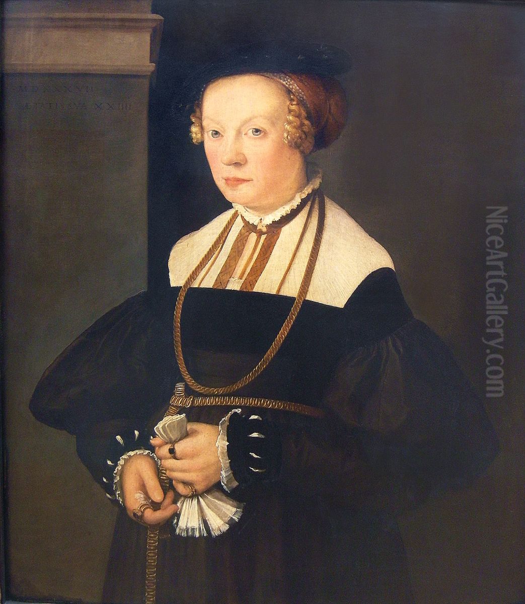 Portrait of Felicitas Welser wife of Hieron. Seiler Oil Painting by Christoph Amberger