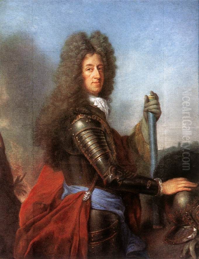 Bildnis des Kurfursten Maximilian II. Emanuel von Bayern im Harnisch, mit Marschallstab und Allonge-Perucke Oil Painting by Joseph Vivien